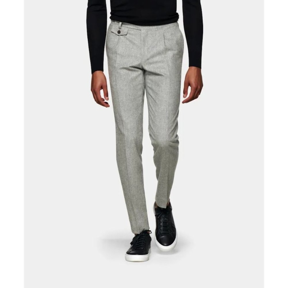 suitsupply pants Mens 38 W34 Pleated Brentwood gray trousers pure wool s120